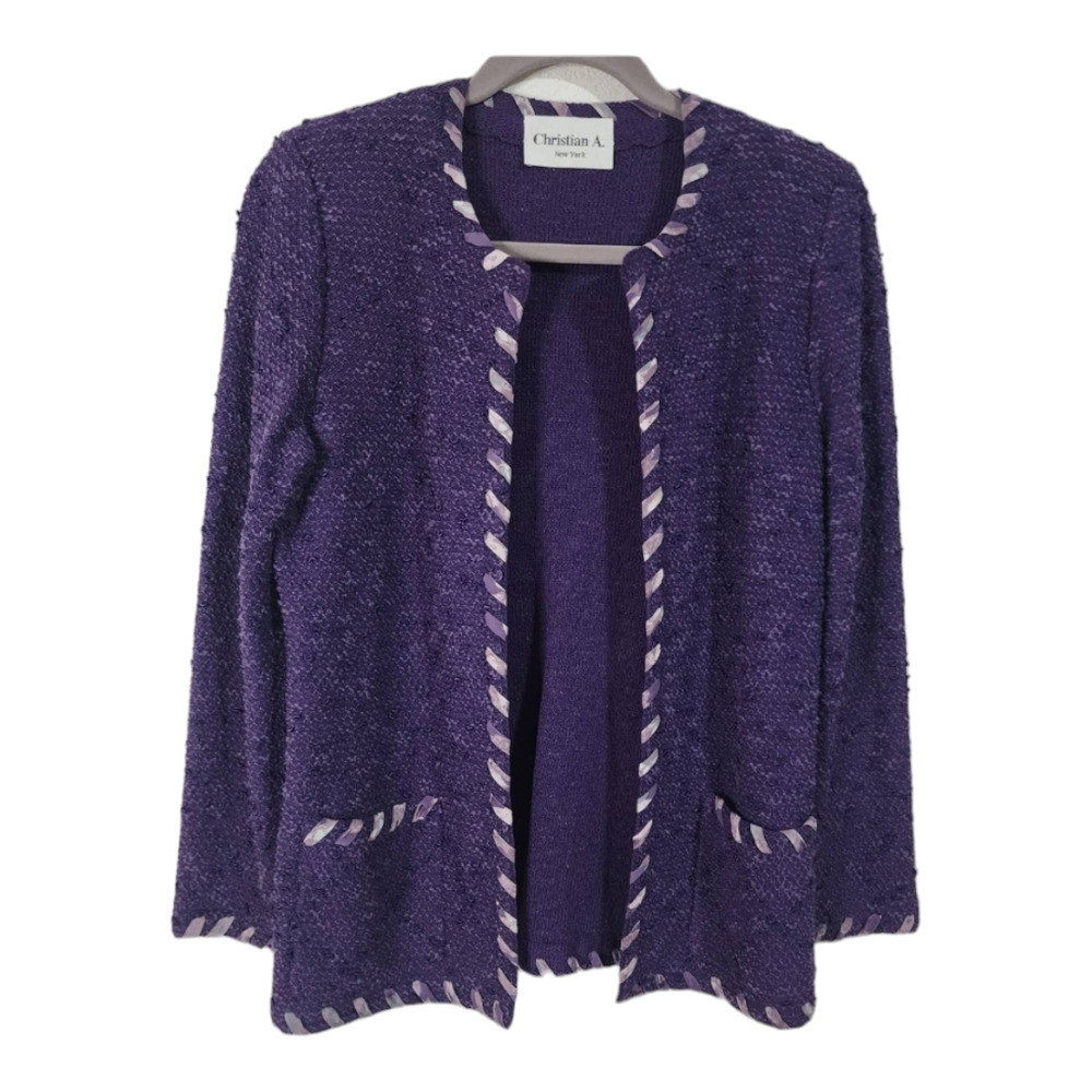 Vintage Christian A purple heavy wool cardigan blazer